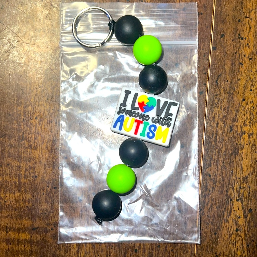 Handmade Ribbon Autism Awarenesseness Keychain